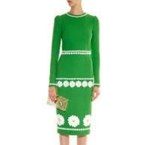 Dolce & Gabanna green daisy embroidered dress
